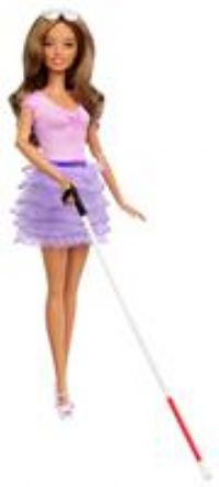 Barbie - Fashionistas doll n. 228, blind with pink top and skirt, cane and sunglasses in collaboration with the American Foundation for the Blind, toy for children, 3+ years old, HRH17