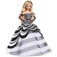 Barbie Signature Doll, 65th Anniversary Collectible with Blonde Hair, Black and White Gown, Sapphire Gem Earrings and Sunglasses, HRM58