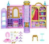 Mattel Disney Princess Closet Playset with 2 Fashions, 25 Accessories, Vanity, Dressing Room, Runway & Storage, Opens to 2 Feet, Movie-Inspired, HXC20