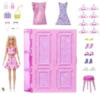 Barbie Dream Closet Toy Playset with Blonde Fashion Doll, Clothes & Accessories, 3-ft-Wide with 25+ Pieces, 3 Complete Looks, HXD58