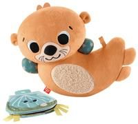 Fisher-Price Plush Baby Sensory Toy, 2-in-1 Rockin’ Tummy Time Otter with Soft Book for Newborn Tummy Time, HXG96