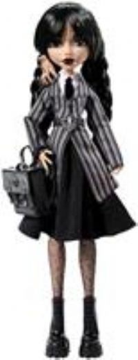 Monster High Wednesday Doll and Accessories, Wednesday Addams Collectible in Nevermore Academy Uniform with Thing and Backpack, Doll Stand, HXJ04