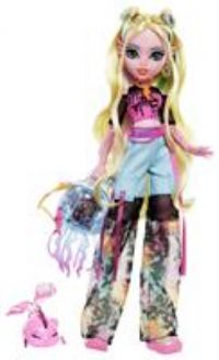 Monster High Lagoona Blue Doll in Mesh Tee and Cargo Pants, Includes Pet Fish Neptuna and Accessories like a Backpack, Snack and Notebook