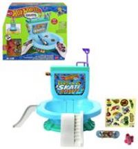 Hot Wheels Skate Fingerboard Toilet Bowl Skate Set, Flush & Go Skate Park with 1 Exclusive Board & Pair of Removable Skate Shoes, Includes Built-In Storage, HXL16
