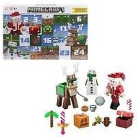 Minecraft Advent Calendar, 3 3.25-in Scale Action Figures including Santa, 17 Accessories & 4 Stickers, Pixelated Design, HXM86