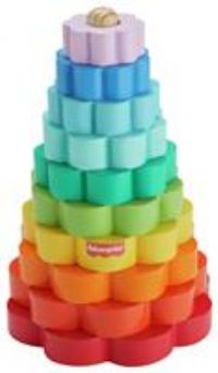 Fisher-Price Toddler Toy Wooden Ring Stacker, 10 Wood Pieces for Stacking Play for Kids Ages 18+ Months, HXT77