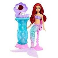 Mattel Disney Princess Toys, Ariel Vanity Pop Mermaid Fashion Doll with Removable Tail & Vanity with 5 Repeatable Pop-Up Surprises & 5 Accessories, JBF86