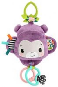 Fisher-Price Sing & Go Purple Monkey Plush Baby Stroller Sensory Toy For Newborns