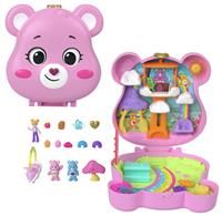 Polly Pocket x Care Bears Dolls & Playset with Toy Car and Themed Accessories, Travel Toy, Partnership Compact, JCC14