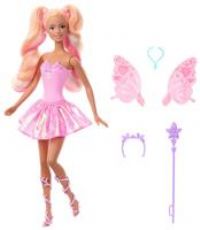 Mattel Barbie Fairy Doll with Toy Wand & Fashion Accessories, Fantasy Theme with Color-Change Fun on Wings & Outfit, JCP76