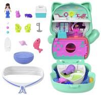 Polly Pocket Dolls and Playset, Set Sail Kitty Compact, Travel Toy with 1 Micro Doll, Pet Cats, Food & Fashion Styling Accessories, JCR37