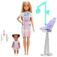 Barbie Dentist Doll with Blonde Fashion Doll with Blue Dress and Lab Coat, 1 Kid Doll, Medical Doctor Furniture & Accessories, JCR74