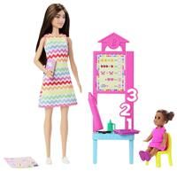 Barbie Teacher Doll with Brunette Fashion Doll with Printed Dress, 1 Toddler Doll, & Teaching Accessories, JCR76