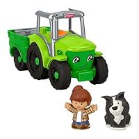 Fisher-Price Little People Toddler Toy Push & Play Tractor Push-Along Musical Farm Vehicle with 2 Figures for Pretend Play Kids Ages 1+ Years, JCW70