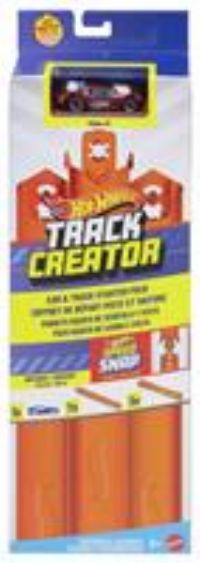 Hot Wheels Toy Car Track Set, Track Creator Starter Pack with 1:64 Scale Die-Cast Vehicle, 10 Feet of Speed Snap Flex & Molded Track with 2 Adapters, JDW43