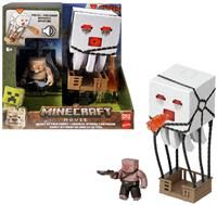 Mattel Minecraft Action Figure Set, Blast Attack Ghast with Lights, Sounds, Launcher & Projectile, Plus Piglin Warrior Inspired by the Movie, JFB69