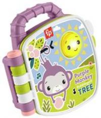 Fisher-Price Baby Toy Purple Monkey Musical Storybook with Lights & Sounds for Infants & Toddlers Ages 6+ Months, JFC75