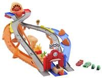 Mattel Disney and Pixar Cars Toy Playset, Lightning McQueen & Chicks Hicks & 2 Pitty Crew Vehicles, 2 Ways to Race, Race & Rescue Rescue Road Raceway, JFL57