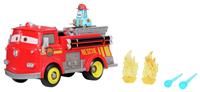 Mattel Disney and Pixar Cars Toy Firetruck, Radiator Springs Race & Rescue Fire Fighting Red & Guido, 2 Plastic Flame Targets & 2 Water Projectiles, JFL54