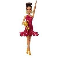 Barbie Ballroom Dancer Fashion Doll with Red Ruffle Dress, Dancing Shoes & Brown Styled Hair, Dancing Trophy Accessory
