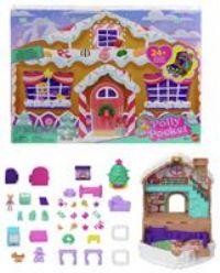 Polly Pocket Doll Advent Calendar, DIY Gingerbread House Playset with 24+ Surprises, Dollhouse Furniture, and Holiday Accessories, JFV13