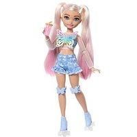 Barbie Dream Besties Doll and Accessories, Barbie “Malibu” Posable Roller Skating Fashion Doll with Blonde Hair, 9 Makeup Themed Pieces, JFX96