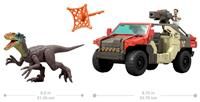 £Mattel Jurassic World Rebirth Vehicle with 1 Human & 1 Dinosaur Figure, Launch ‘N Battle Truck, Martin Krebs Figure & Raptor, Turret & 2 Projectiles, JGB59