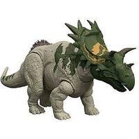 £Mattel Jurassic World Rebirth Wild Roar Dinosaur Toy, Spiclypeus Posable Figure, Tail-Controlled Head Butt & Thrash Attack & Sound, Digital Play, JGB89