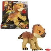 £Mattel Jurassic World Rebirth Primal Protector Aquilops Dolores Interactive Dinosaur Toy with Attack Action & Sounds, Pet-Style Electronic Figure with Food Accessory, JGC01
