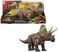 Mattel Jurassic World Rebirth Gigantic Thrashers Eotriceratops Dinosaur Figure Toy, Large Species, 2 Tail Activated Rampage Attacks, Digital Play£, JGB93
