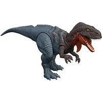 £Mattel Jurassic World Rebirth Wild Roar Dinosaur Toy, Abelisaurus Posable Figure, Tail-Controlled Chomp Multi-Direction Attack & Sound, Digital Play, JGB91