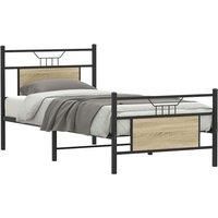 Bed Frame without Mattress Sonoma Oak 75x190 cm Small Single Engineered Wood