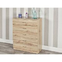 Ebern Designs Keever 5 Drawers Chest Oak 90cm H X 75cm W X 34cm D