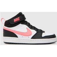 Nike white & black court borough mid 2 Girls Youth Trainers
