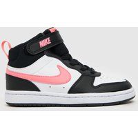 Nike white & black court borough mid 2 Girls Junior trainers
