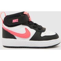 Nike white & black court borough mid 2 Girls Toddler Trainers