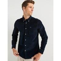 Barbour Ramsey Long Sleeve Tailored Fit Corduroy Shirt - Navy