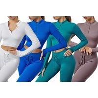 Women Seamless Yoga Set Fitness Sports Suits GYM Cloth Yoga Long Sleeve ShiJ4W2