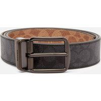 Coach Men's 38mm Cut-To-Size Harness Belt in Signature Canvas - Charcoal/Khaki