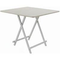 Space-Saving Folding Wooden Dining Table - White Wood Grain Finish