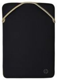 HP 15 Inch Protective Reversible Laptop Notebook Sleeve Case Black & Gold, Slim, Prevent Scratching, Zip-free