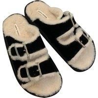Faux Shearling Birkenstock Inspired Sliders - 5 Sizes - Khaki