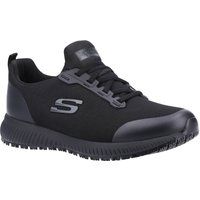 Skechers Women/'s Squad SR Sneaker, Black Flat Knit, 3 UK