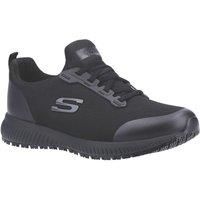 Skechers Women/'s Squad SR Sneaker, Black Flat Knit, 3 UK