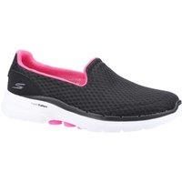 Skechers Women/'s GO Walk 6 Big Splash Sneaker, Black Textile/Pink Trim, 7 UK