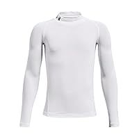 Under Armour Boy/'s Boys/' Heatgear Armour Mock Long Sleeve T Shirt, White Black (100), 14-16 Years UK