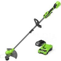Greenworks 24V Cordless Strimmer Edger for Small Medium Gardens, Brushless Battery Powered Grass Trimmer, 33cm Cutting Width, Includes 20 Blades, 4.0Ah Battery and Charger Included