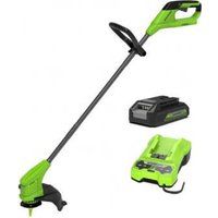 Greenworks 24V Cordless Strimmer Blade Grass Trimmer Battery Powered String Trimmer, 25cm Cutting Width, Includes 20 Blades, 2.0Ah Battery and Charger Included, Green