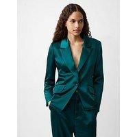 French Connection Single Breasted Satin Blazer With Padded Shoulders
