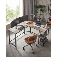 Borough Wharf Devault L-Shape Desk Grey/Black 76cm H X 138cm W X 49cm D